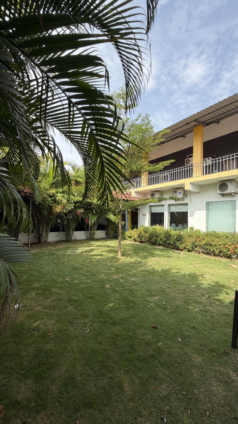 Garden lawn beside the dining hall