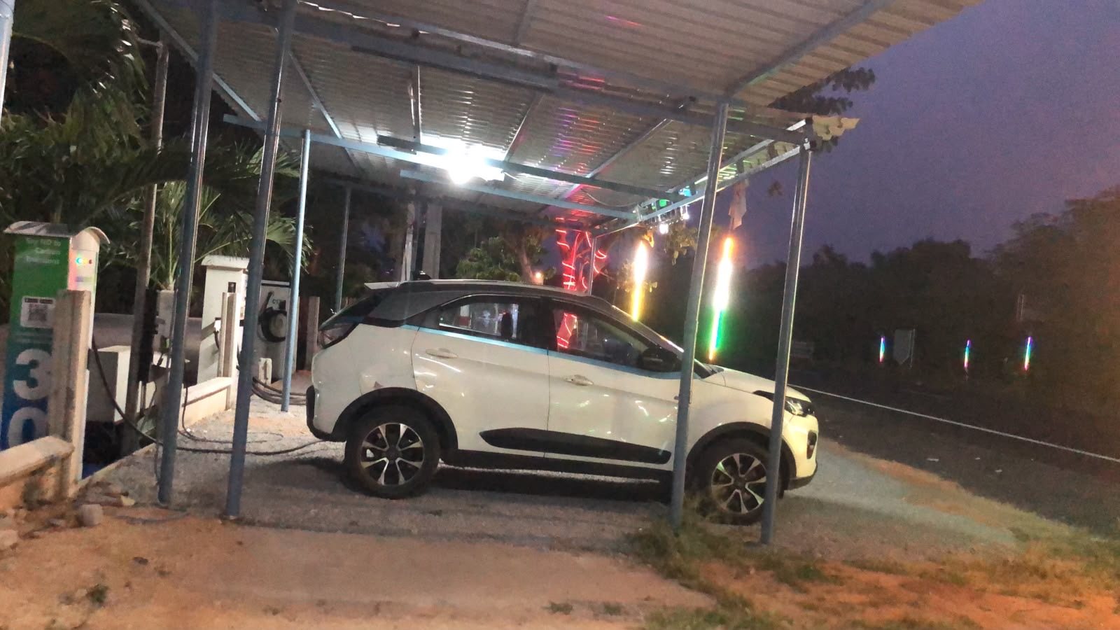 Car charging under the canopy